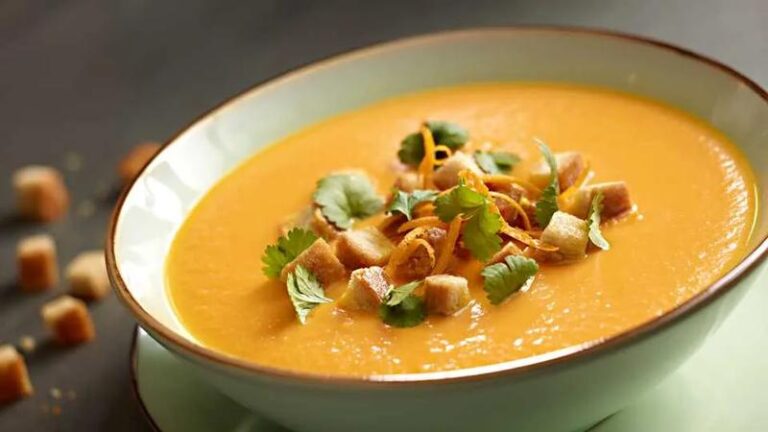 Pyszna rozkosz: Krem z marchewki, imbiru i mleka kokosowego z prażonymi orzechami